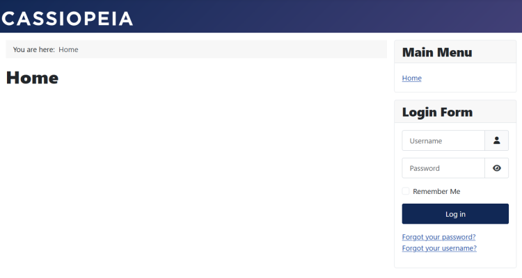 Пример главной страницы Joomla после установки