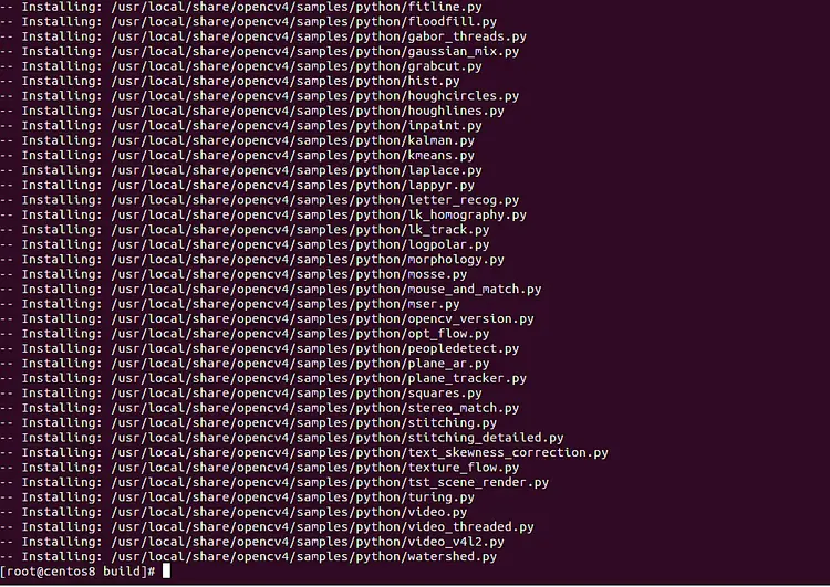 Установка OpenCV (вывод make install)
