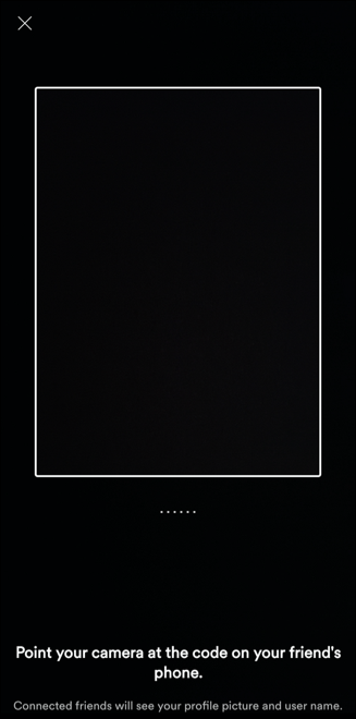 Экран сканирования кода приглашения к групповой сессии Spotify.