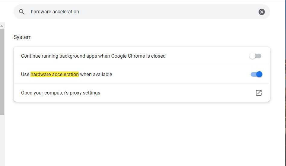 Опция Аппаратное ускорение в Chrome