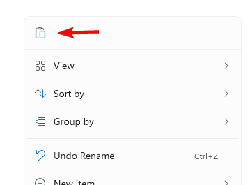 Вставка — контекстное меню в Проводнике