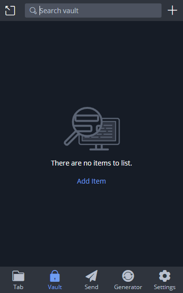 Окно приложения Bitwarden