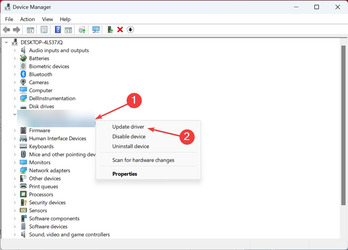 Обновление драйвера в Диспетчере устройств