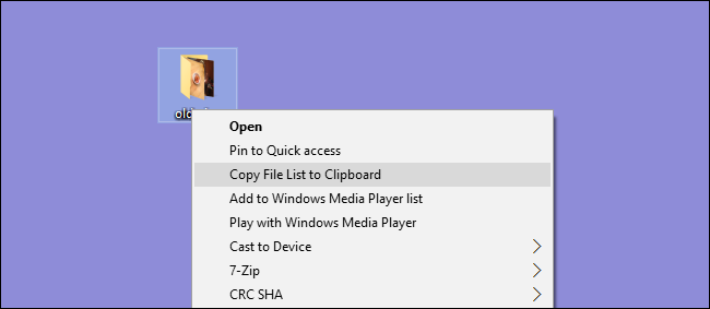 Копировать список файлов через правый клик в Windows