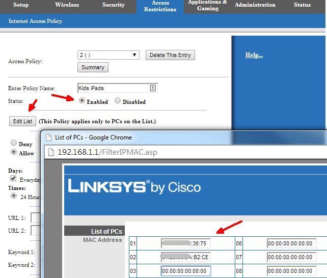 Set access rules in your router