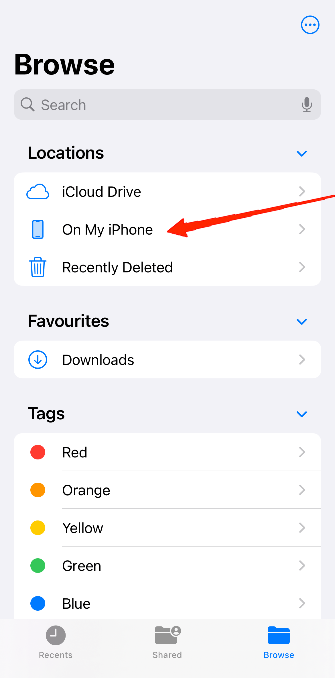 Раздел На iPhone в приложении Файлы