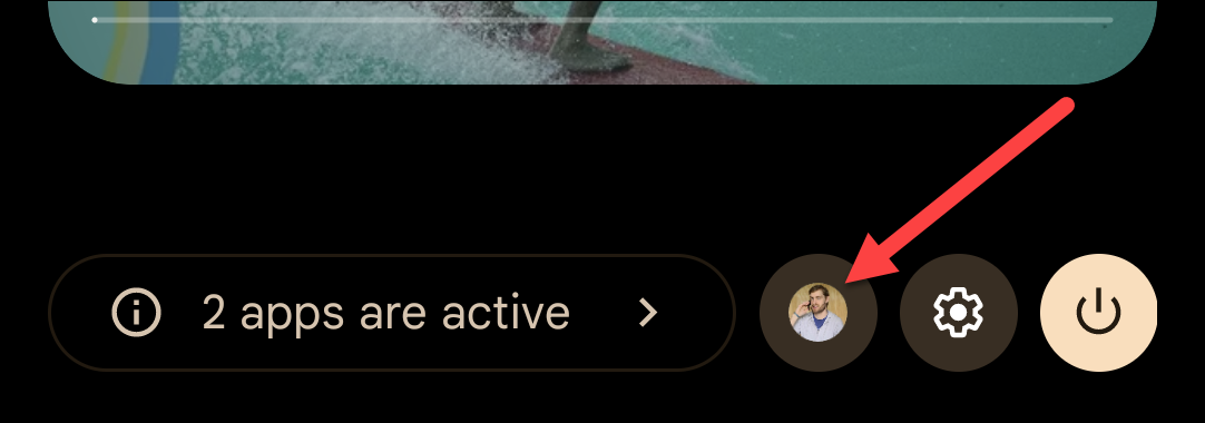 Нажмите на значок пользователя в шторке уведомлений.