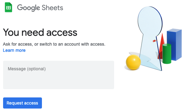 Сообщение 'Доступ запрещён' в Google Sheets при отсутствии доступа