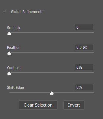 Панель свойств Global Refinements в Photoshop