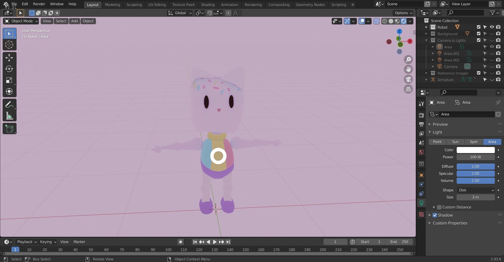 Сцена без Area-света — фигурка в тени