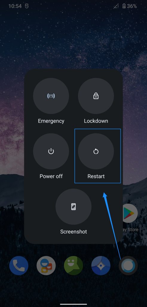 Перезапуск устройства — меню перезагрузки на Android