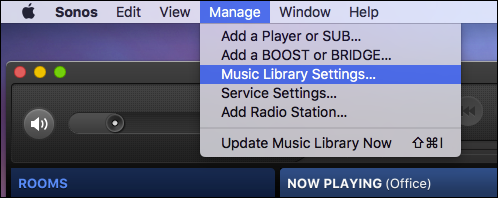 Настройки музыкальной библиотеки Sonos