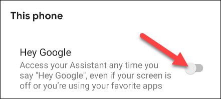 Отключите Hey Google для телефона