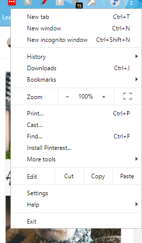 Меню Chrome с пунктом установки PWA