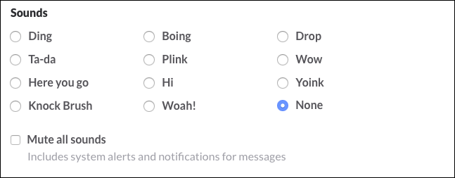 Выбор звук уведомления в Slack
