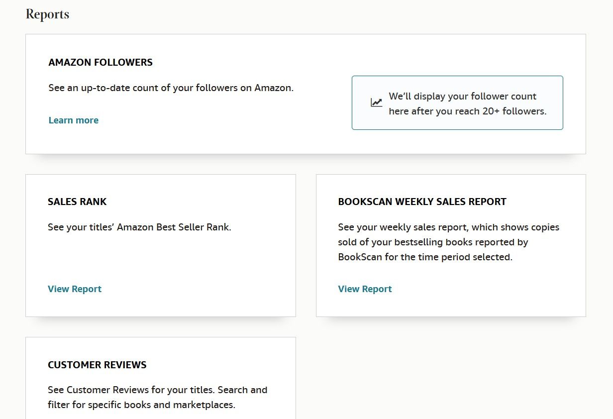 Отчёты Amazon Author Central