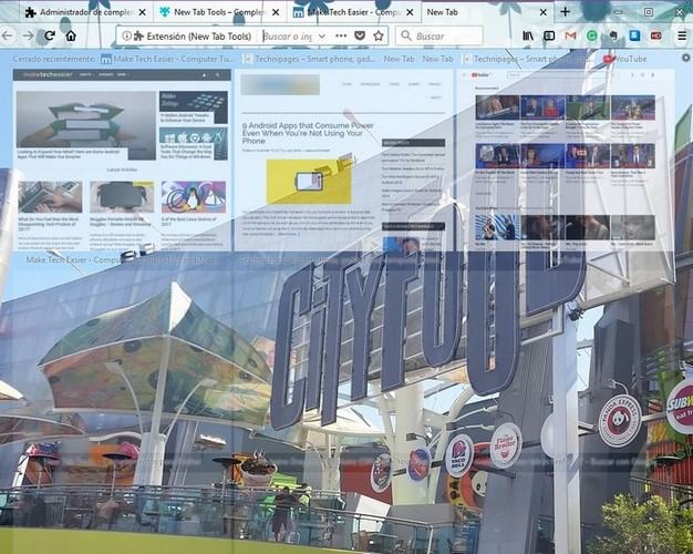 Скриншот настроек New Tab Tool 86 с выбором фонового изображения и числа плиток