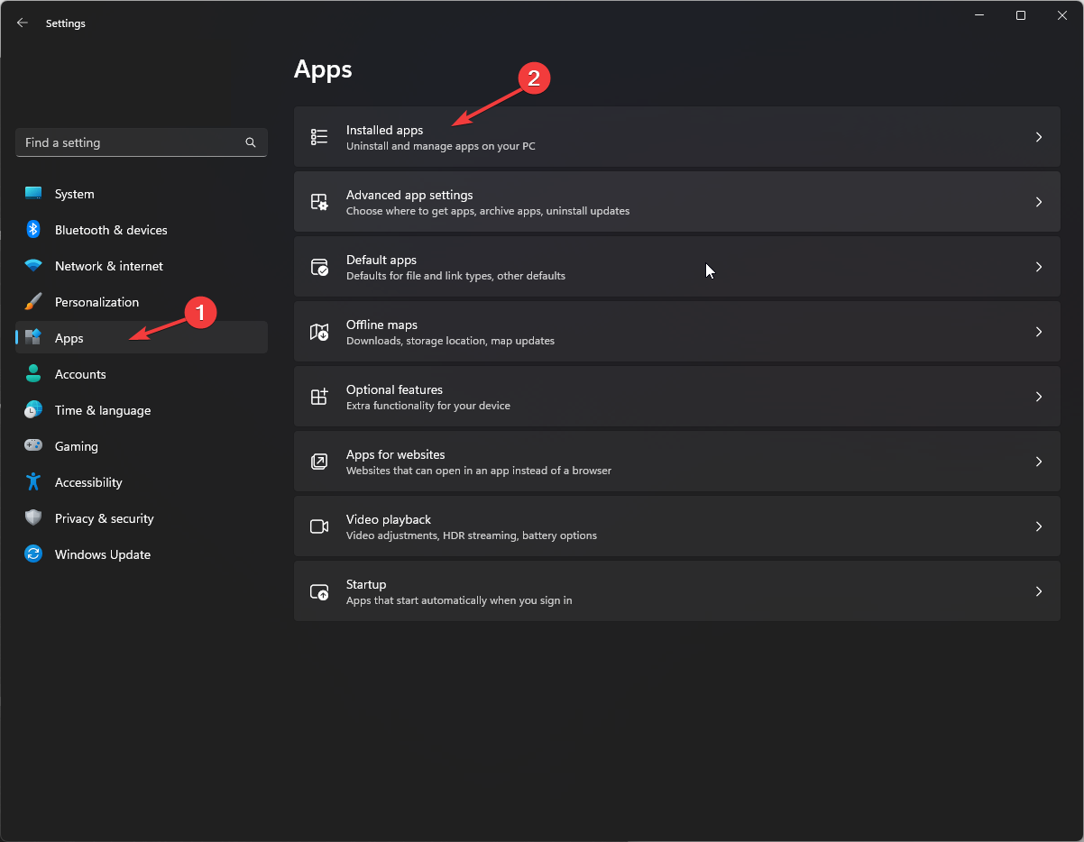 Список установленных приложений в Windows