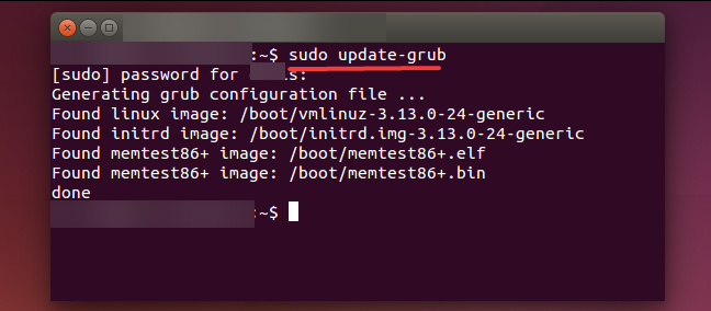 Команда update-grub в терминале