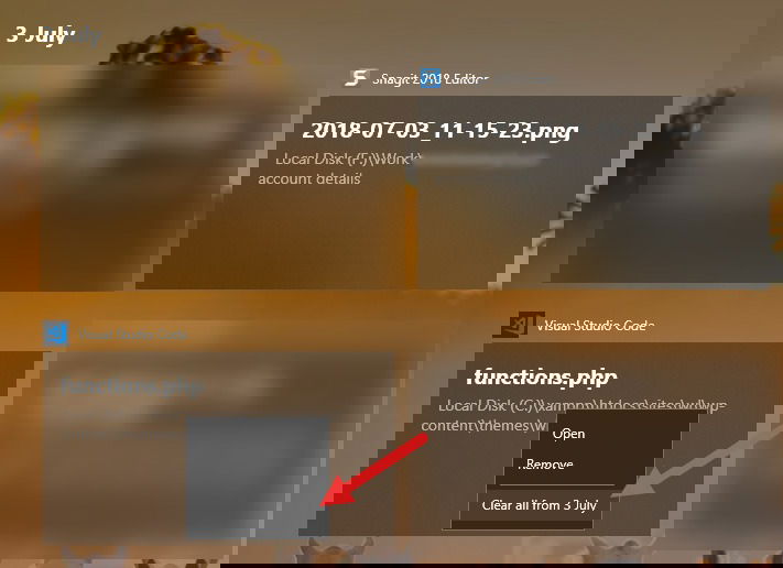 Пример удаления всех активностей за день в Timeline