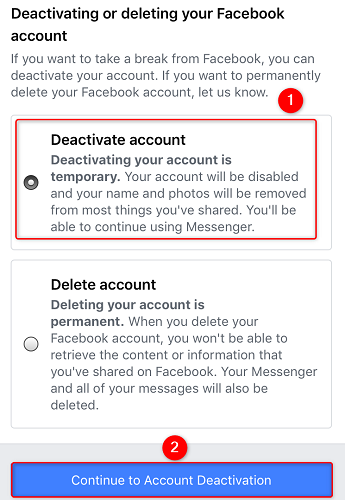 Деактивируйте аккаунт Facebook на iPhone.