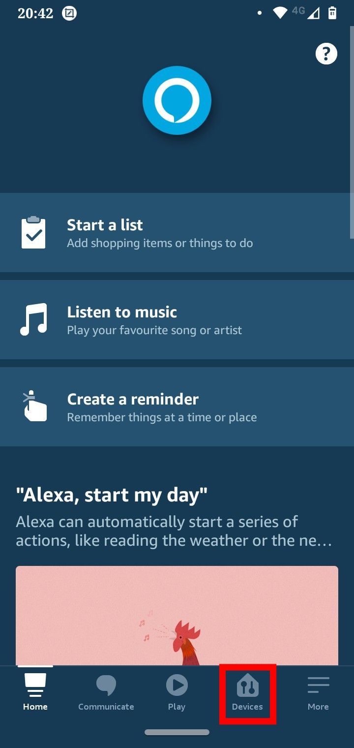 Панель устройств в приложении Alexa