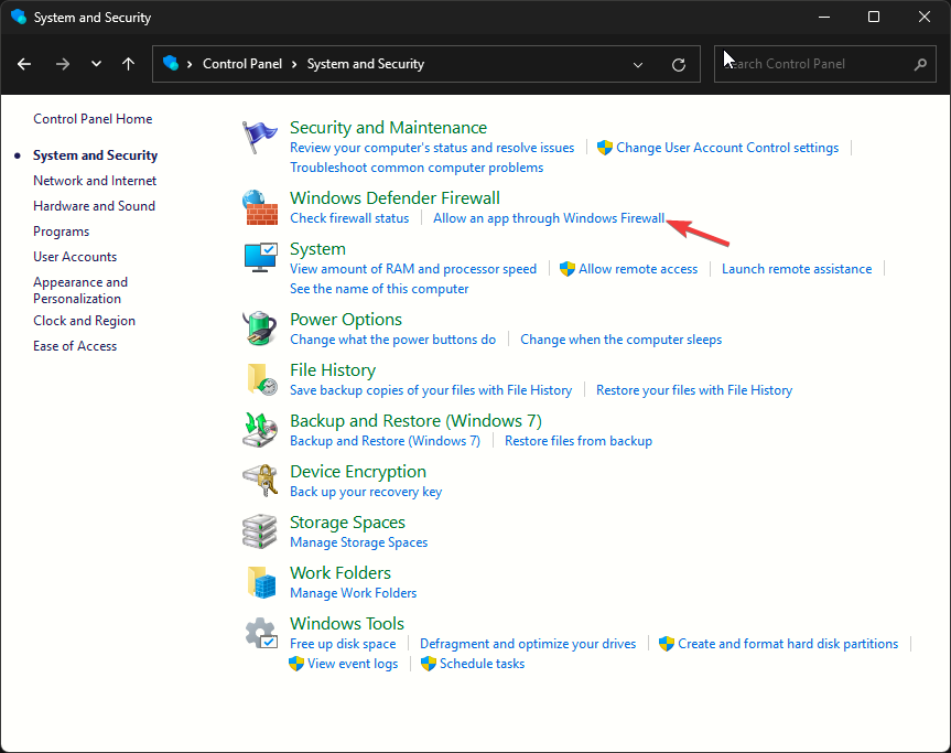 aLLOW AN APP THROUGH FIREWALL