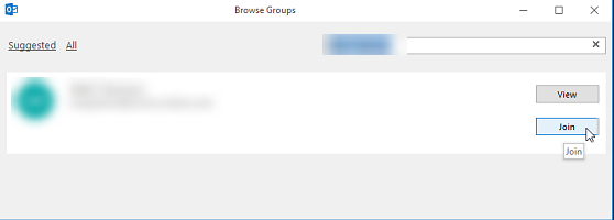 Окно поиска группы с кнопкой «Присоединиться»