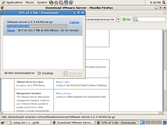 Проводник показывающий скачанный архив VMware Server