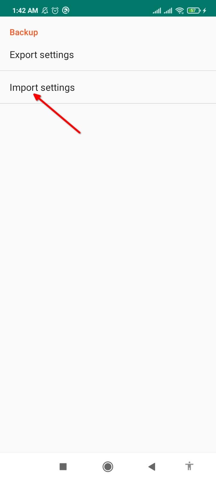 Импорт настроек NetGuard.