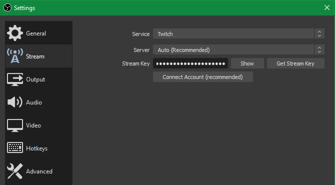 OBS Streaming Account Connect