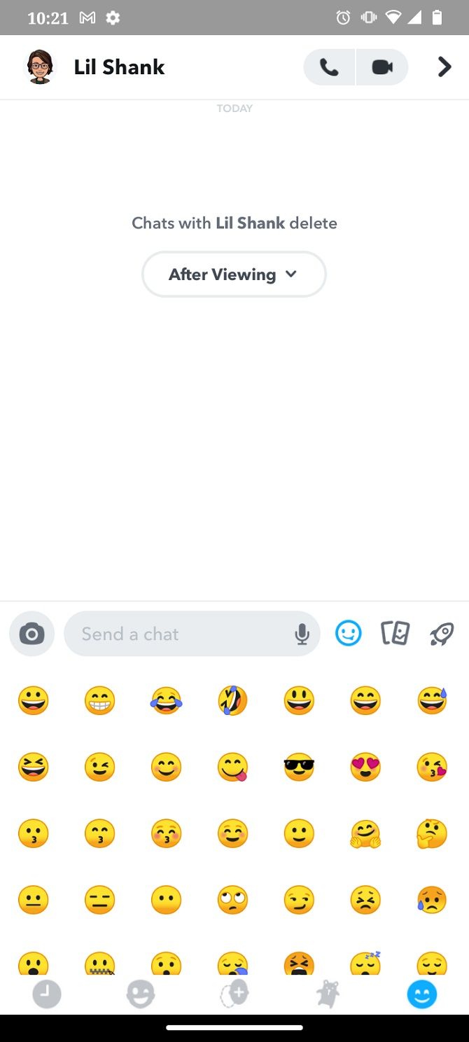 Выбор эмодзи в Snapchat
