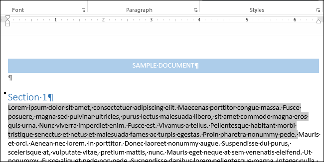 Пример выделения блока текста с помощью клавиатуры