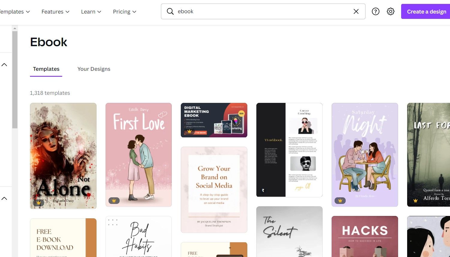 Библиотека шаблонов для электронных книг в Canva