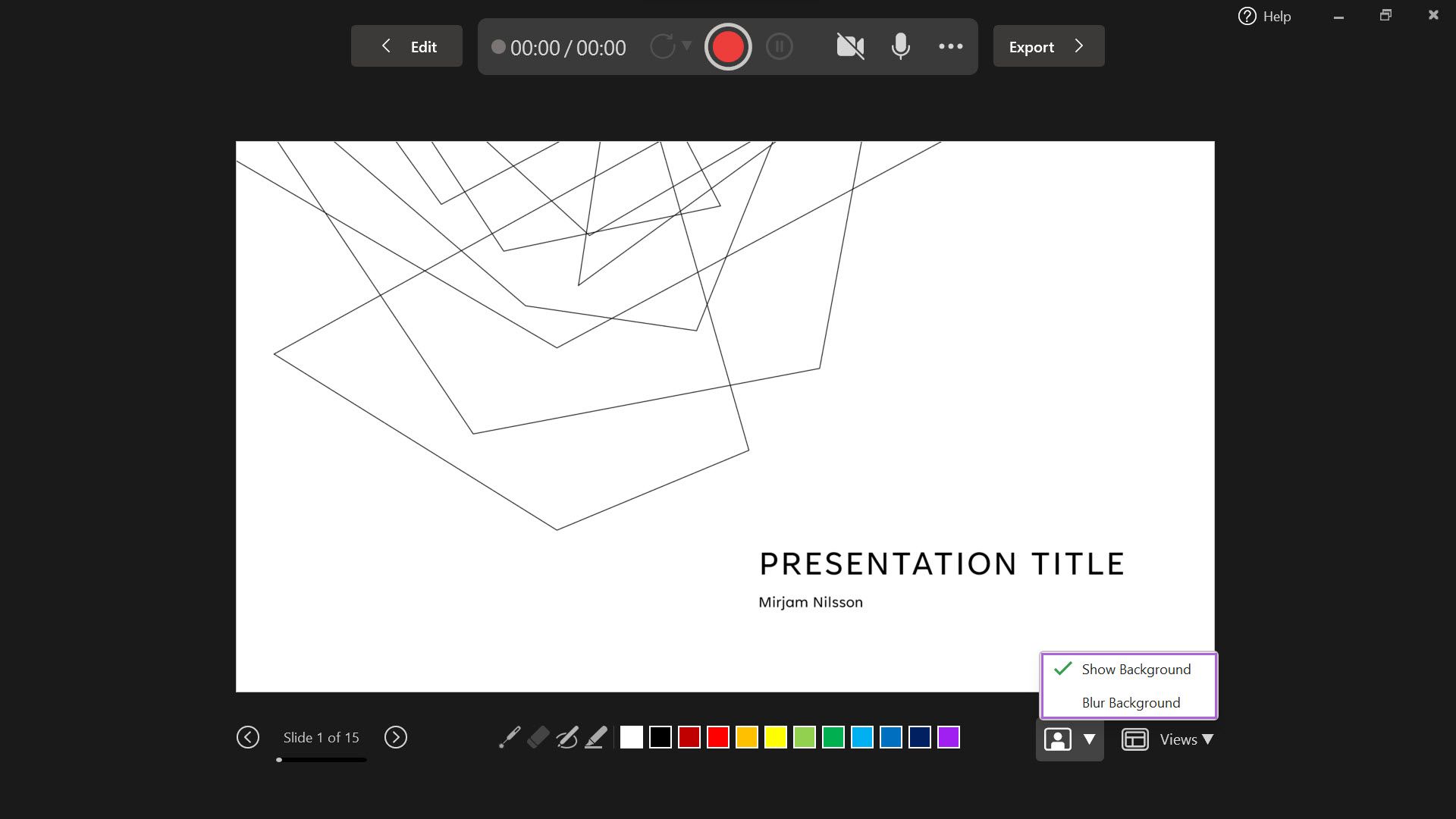 Выбор режима камеры: показать или размыть фон