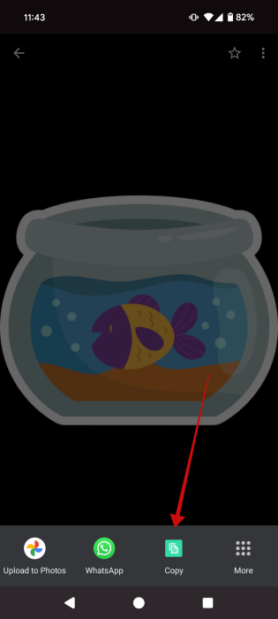 Выбор опции Копировать через приложение Copy to Clipboard на Android