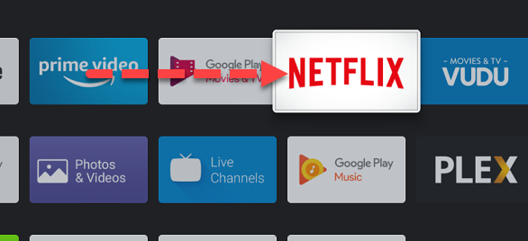 Передвижение приложения в списке с помощью стрелок пульта на Android TV.