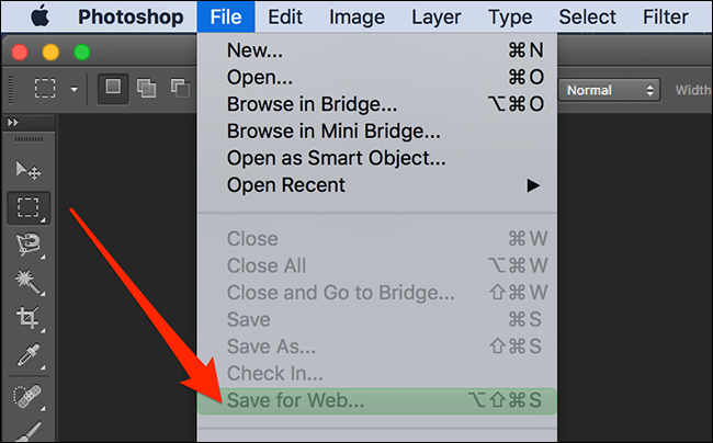 Photoshop menu item with a color