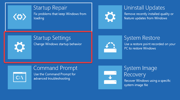 Настройки запуска Windows — перезагрузка для безопасного режима