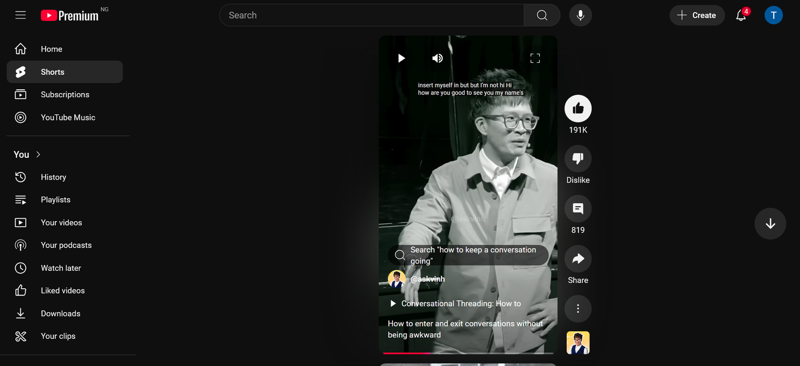 YouTube Shorts на рабочем столе