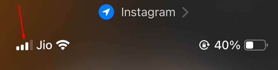 Индикатор сети в строке состояния iPhone.
