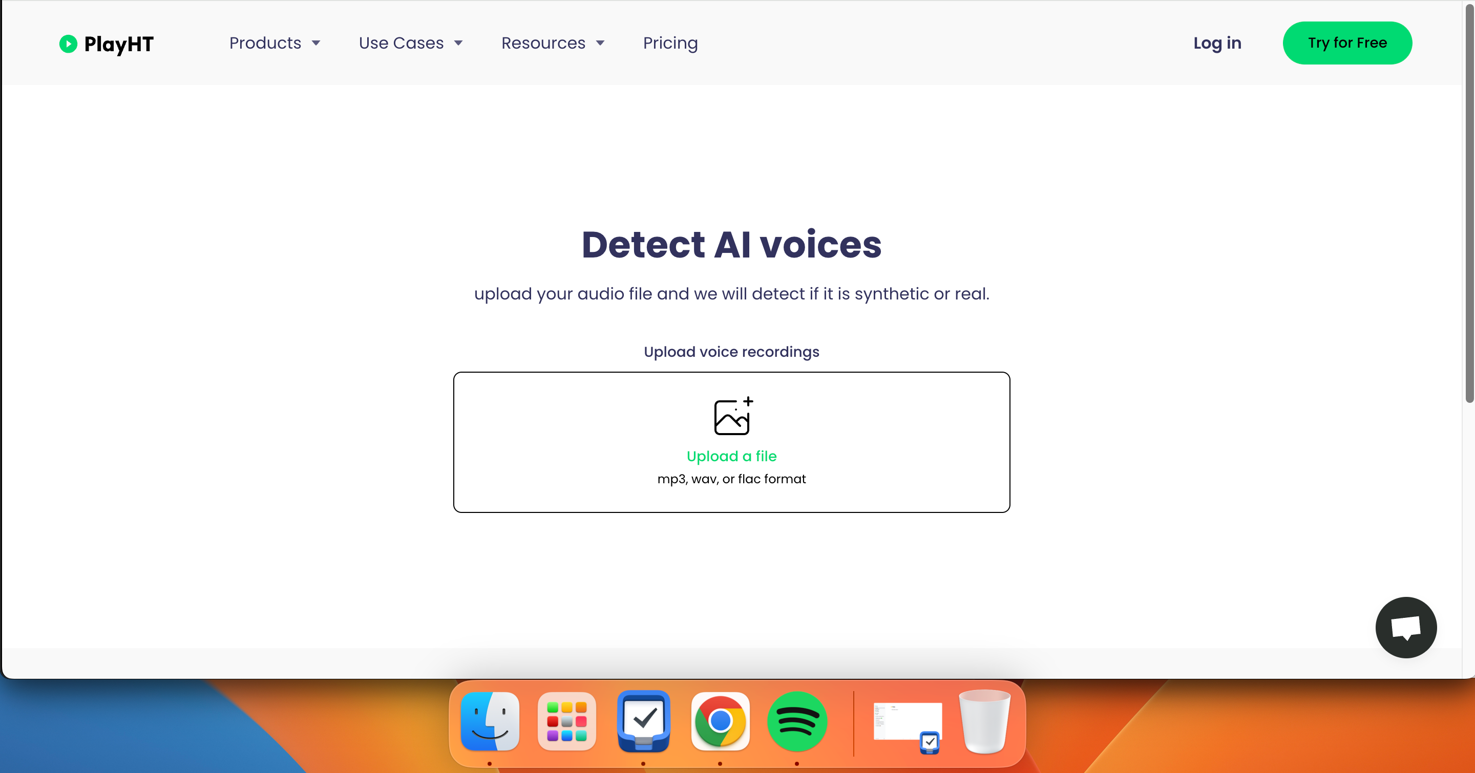 Интерфейс PlayHT при проверке аудио