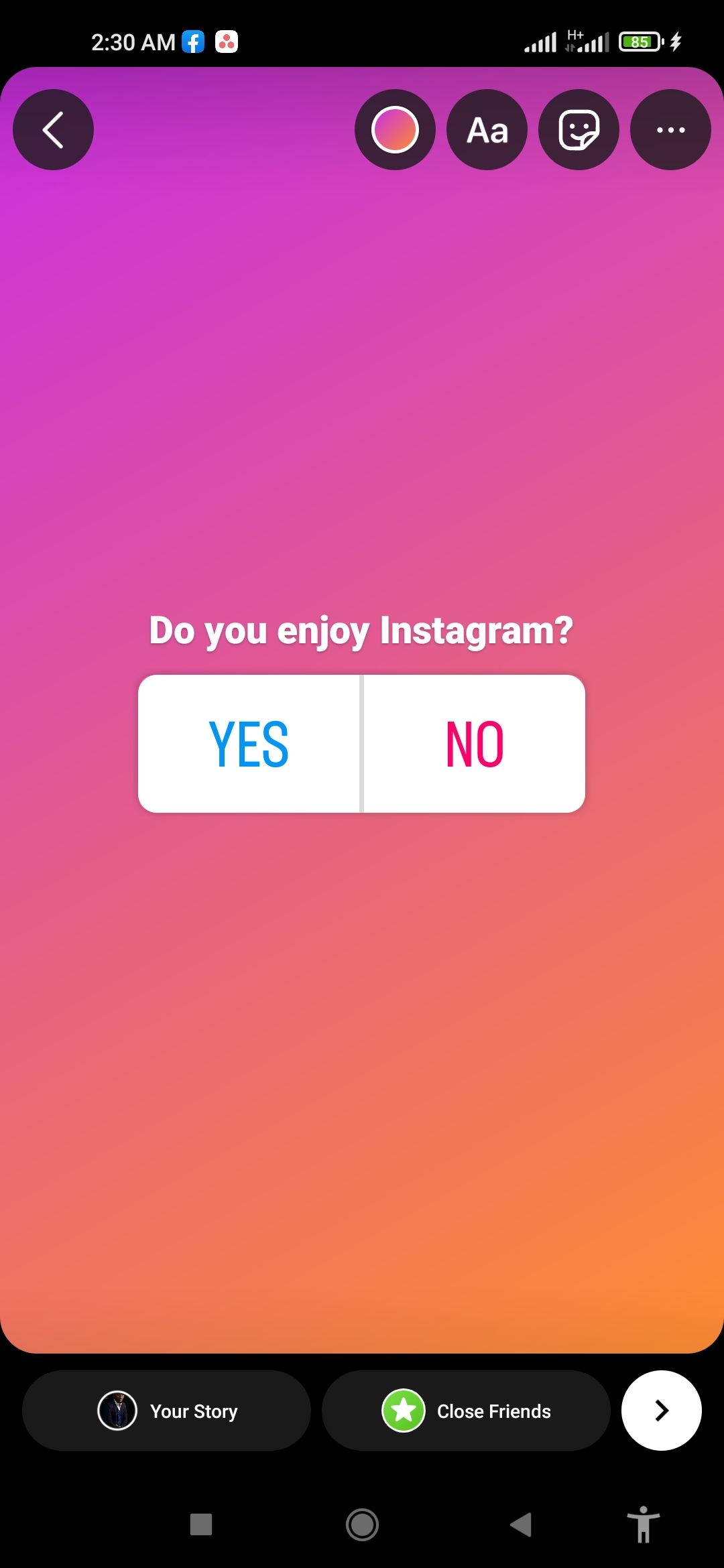 Instagram Poll tap forward button