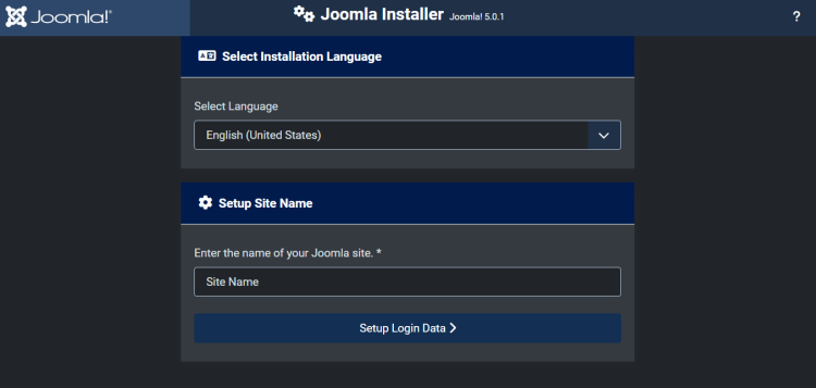 Выбор языка установки Joomla