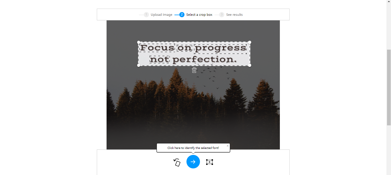 Добавление изображения в WhatTheFont и обрезка области с текстом