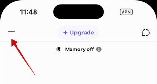 Иконка меню в приложении ChatGPT на iOS, используемая для перехода в Настройки. 