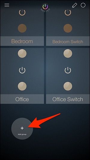 Кнопка Add group — выбрать лампы для группы