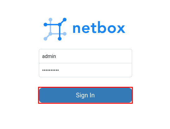 Форма входа NetBox