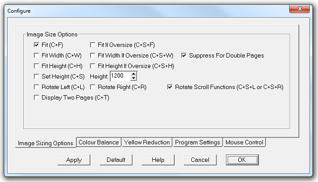 Fenêtre de configuration de CDisplay montrant les options de visualisation