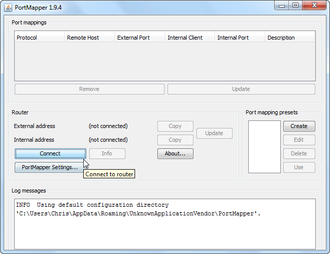 Список UPnP-маппингов и внешний/локальный IP роутера